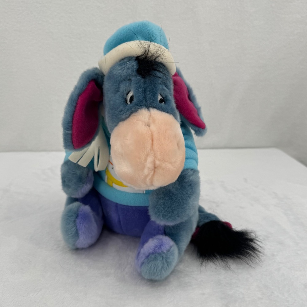2002 Disney Store Exclusive Eeyore Winter Plush Blue Hoodie Beanie Snowman Y2K